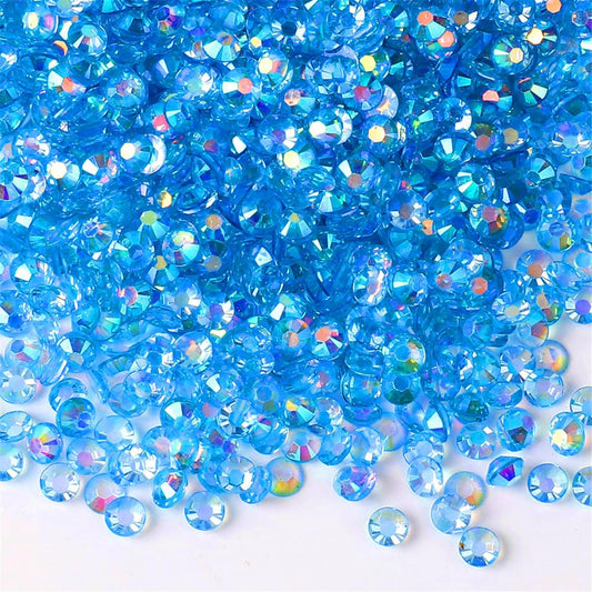 500 Pieces SS30 6mm Flatback Rhinestones AB Clear Round Gems Crystals for Nail Art DIY Crafts Clothes Shoes Bags （Transparent Peacock Blue AB）