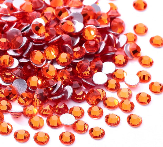 Hyacinth Flatback Rhinestones, Glass Rhinestones for Nail Art and Craft, Glue Fix, Loose Crystal Gemstones(Orange, SS6, 1440pcs, 1.9-2.0mm)