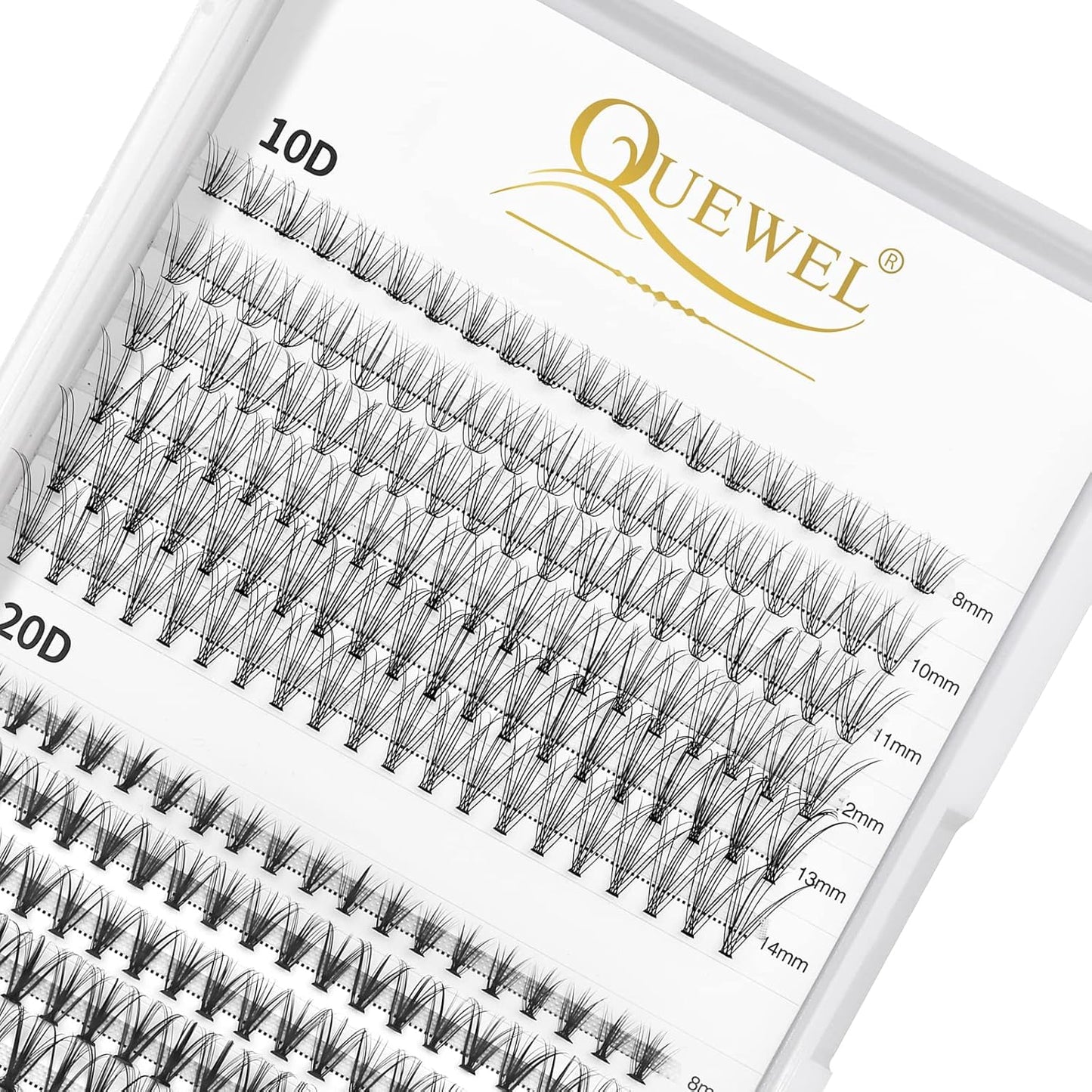 QUEWEL Cluster Lashes 240Pcs Individual Lashes 10D+20D C Curl Mix8-14mm Lash Extensions Clusters Lashes Soft&Natural False Eyelashes Individual DIY Eyelash Extension at Home(10D+20D C MIX8-14)