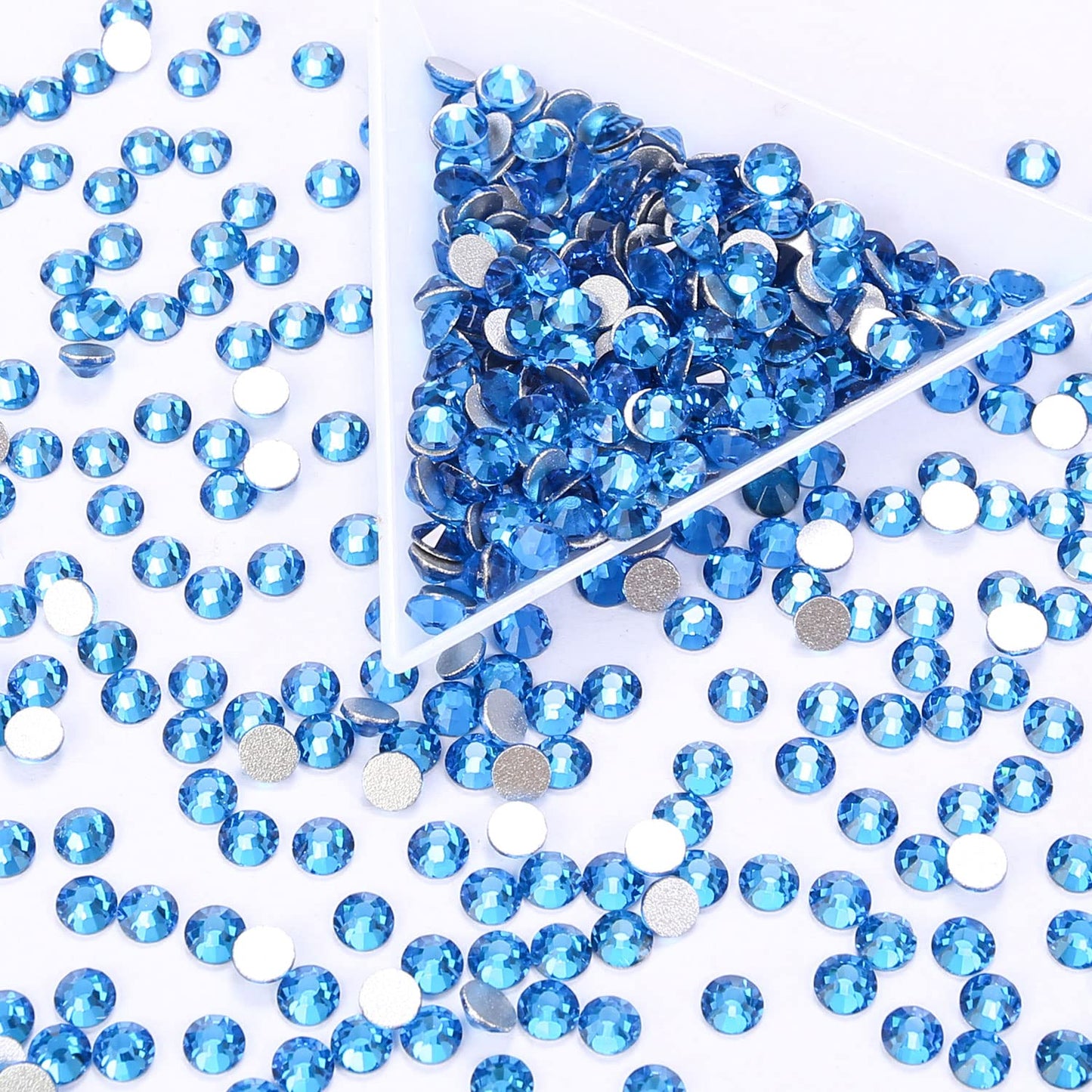 1440Pcs Blue Zircon Crystal Rhinestones,Glass Flatback Rhinestones Gemstones Mini for Nail Face Makeup Art Crafts Clothes Decoration -(SS10,2.8mm,Blue Zircon)