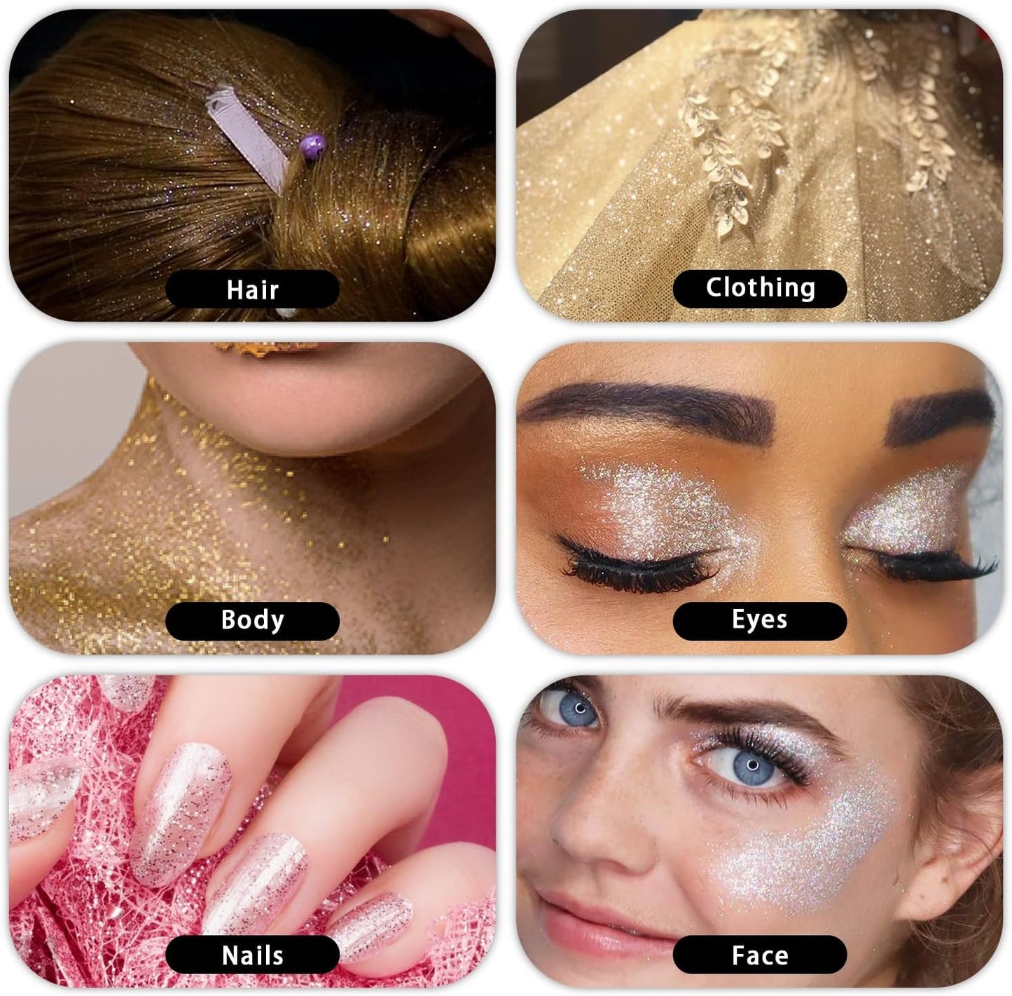 Hair and Body Glitter Spray, Holographic Glitter Highlighter Powder Spray, Unscented Hair Clothes Glitter Highlighter, Loose Glitter Spray Shimmer Powder Festival Rave Accessories, 10g (02 Peal White)