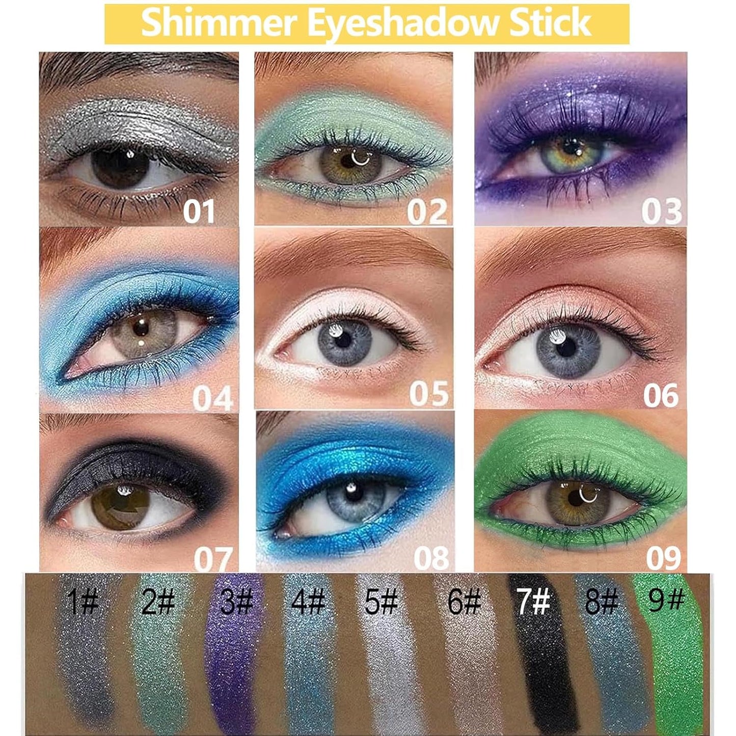 Green Eyeshadow Stick, Blendable Creamy eyeshadow Eye Brightener Stick, Waterproof Eyeshadow Pencil Long Lasting Crayon, Smooth Shimmer Eye Shadow Highlighter Eye Liner Makeup.#2 green shimmer ﻿