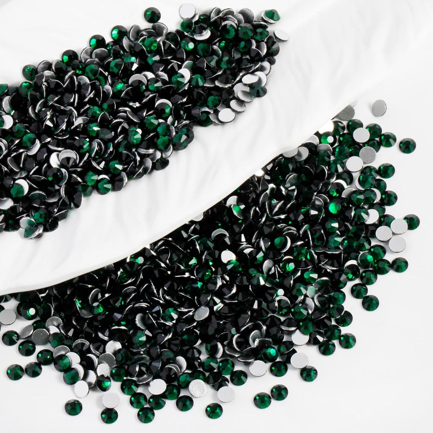 5000PCS SS6 Flatback Rhinestones | 12-Facet Diamond-Cut Glass Gems for Nail Art, Clothing, DIY Crafts |Glue-On Decoration Stones with Silver Backing(Emerald)