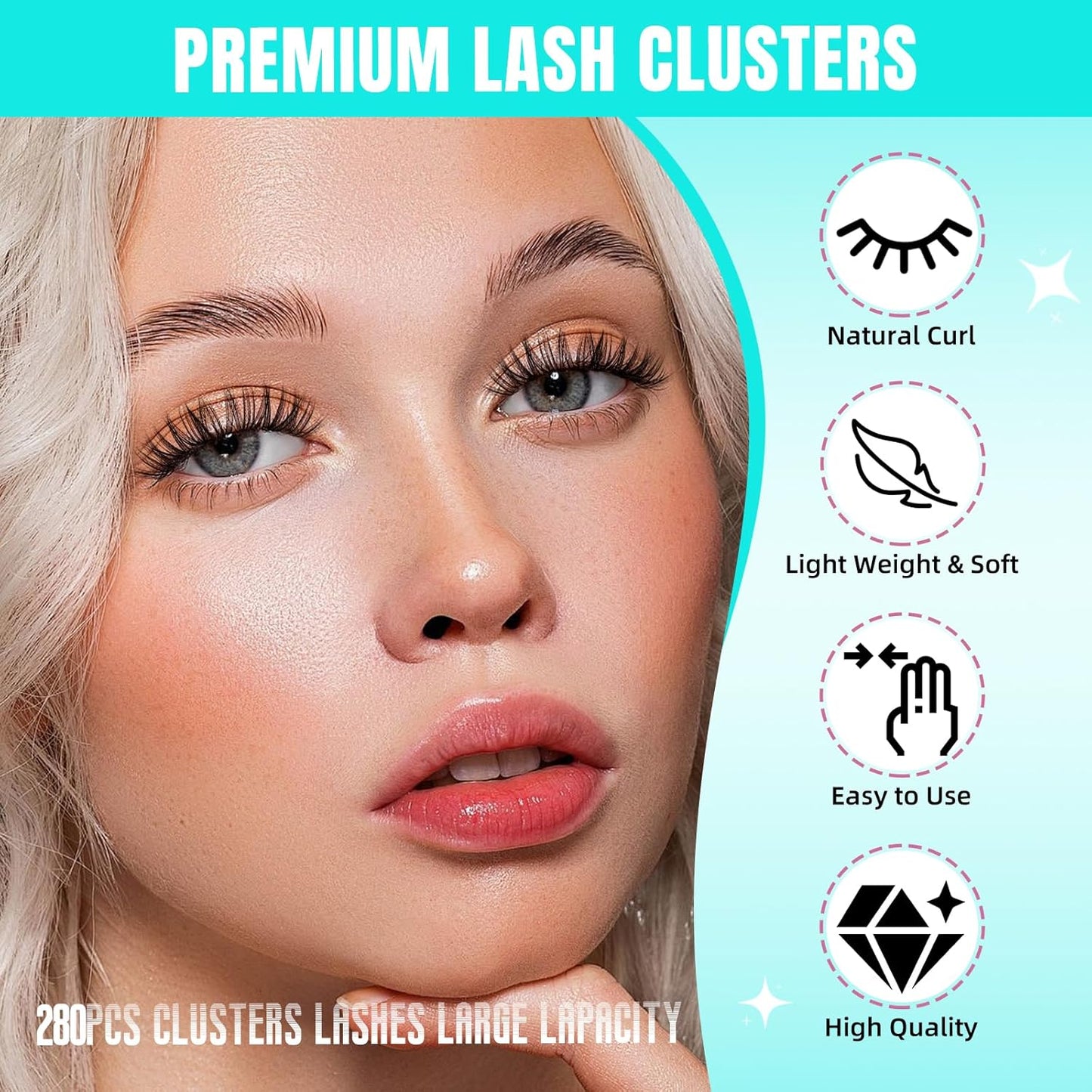 Lash Clusters Wispy 280PCS Eyelash Extension 30D 40D Cluster Lashes Individual Lashes DIY Lash Extension Natural Look Cluster Eyelash Extensions Soft False Eyelashes at Home for Beginners(12mm)