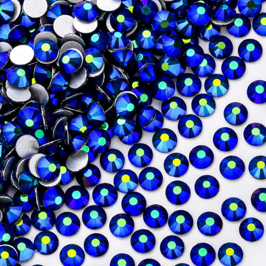 1440Pcs Jet Ab Crystal Rhinestones,Glass Flatback Rhinestones Gemstones for Nail Face Makeup Art Crafts Clothes Decoration -(SS16,4.0mm,Jet Ab)