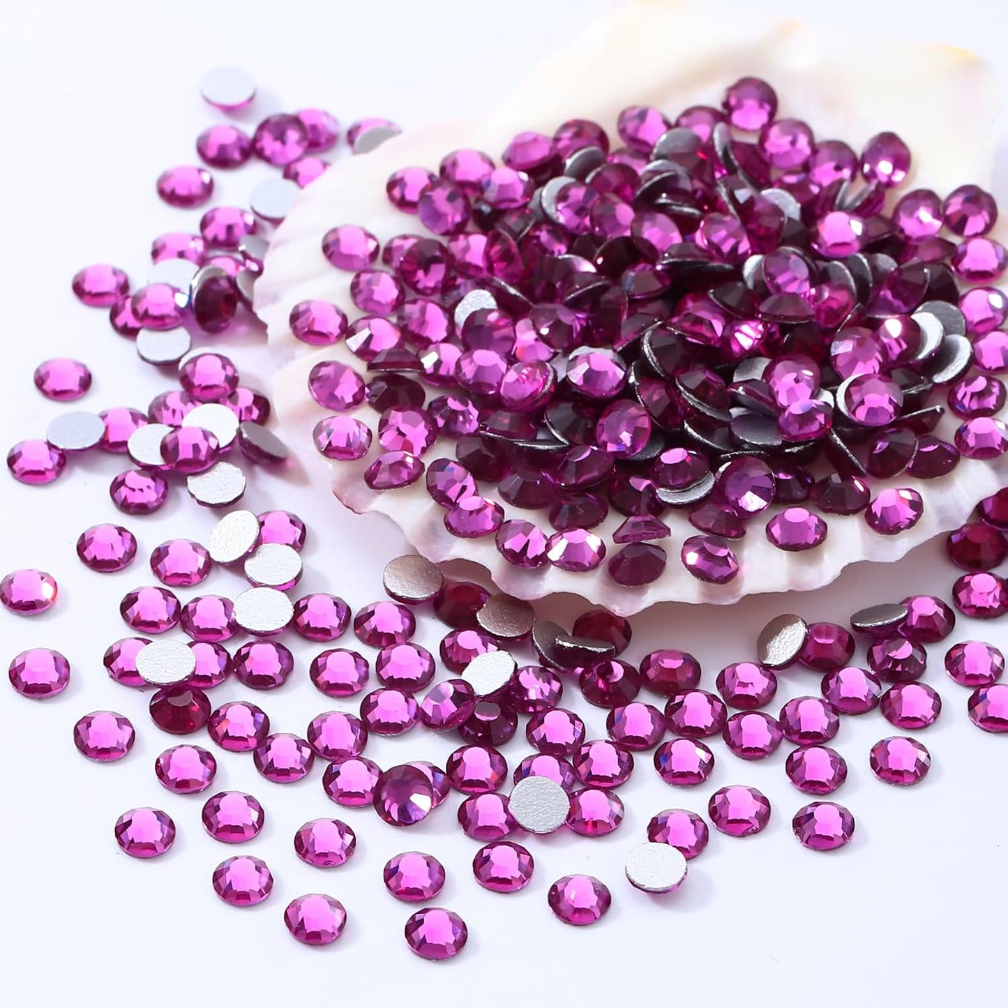 Fuchsia Flatback Rhinestones, Glass Rhinestones for Nail Art and Craft, Glue Fix, Loose Crystal Gemstones(Fuchsia, SS20, 1440pcs, 4.6-4.8mm)