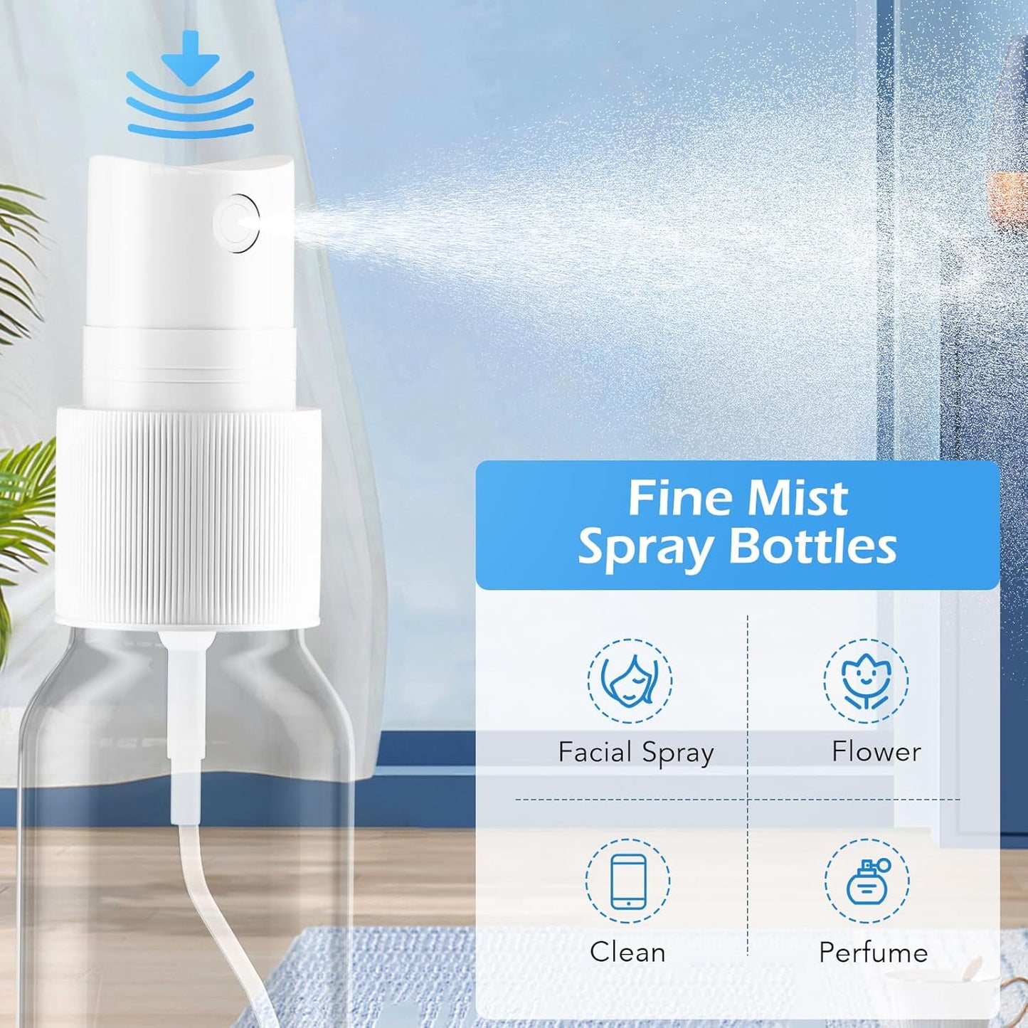 Spray Bottles, 1oz/30ml Clear Empty Fine Mist Plastic Mini Travel Bottle Set, Small Refillable Liquid Containers with 2pcs Funnels and 24pcs Labels (6 Pack)