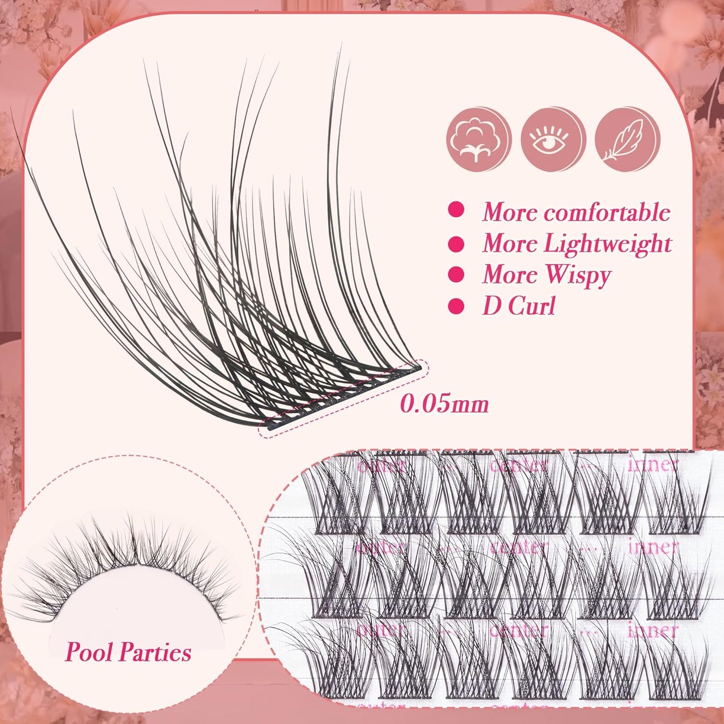 Lash Clusters - Dark Brown Lashes 360PCS Natural Wispy Fluffy Eyelash Clusters 8-16 MM Eyelash Extensions D Curl Faux Mink Lash Extensions DIY at Home
