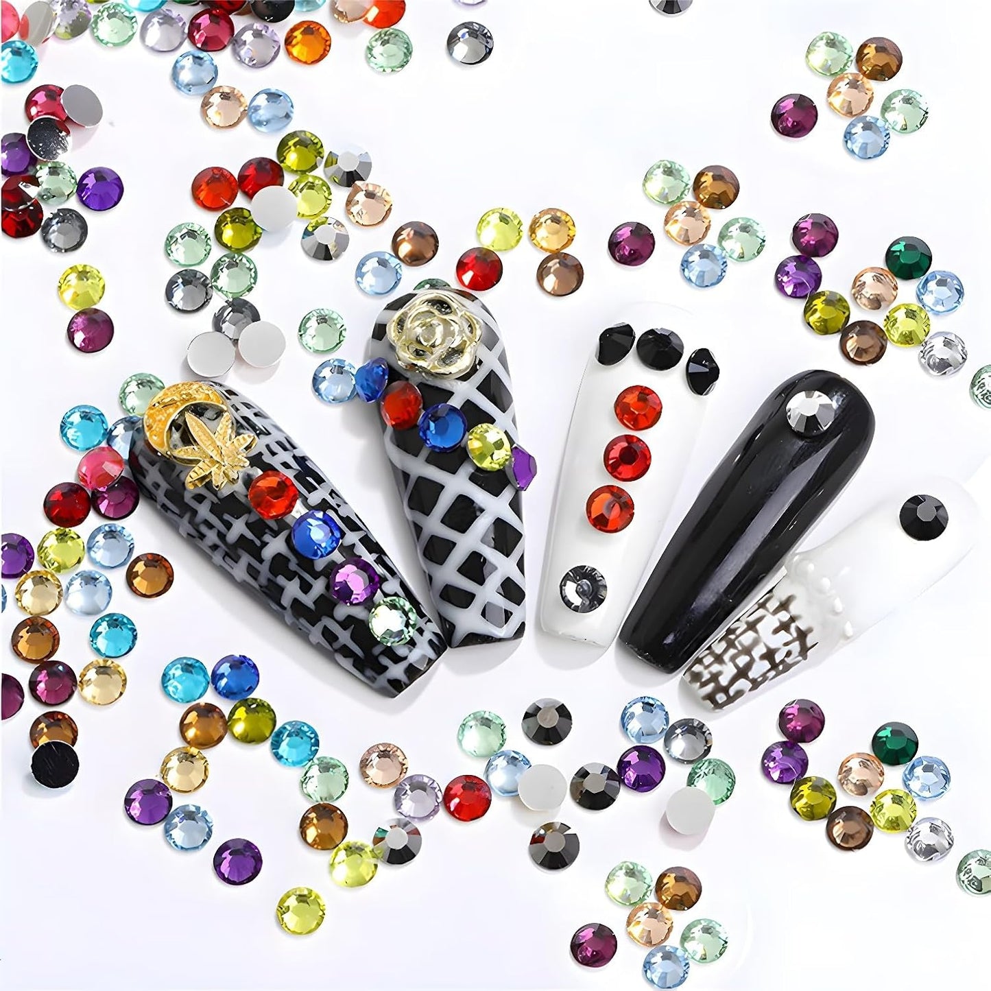 Flatback Rhinestones Round Gems for Nails Art and Crafts 4000Pcs SS12 3mm Glitter Crystals Stone DIY Bags Clothes Shoes (Coffee Yellow)