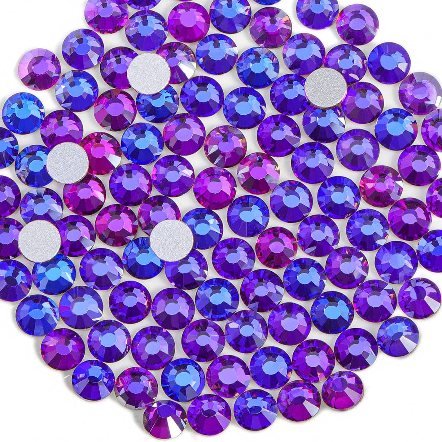 Beadsland 1440pcs Flat Back Crystal Rhinestones Round Gems for Nail Art and Craft Glue Fix, Purple Velvet,SS8,2.3-2.5mm