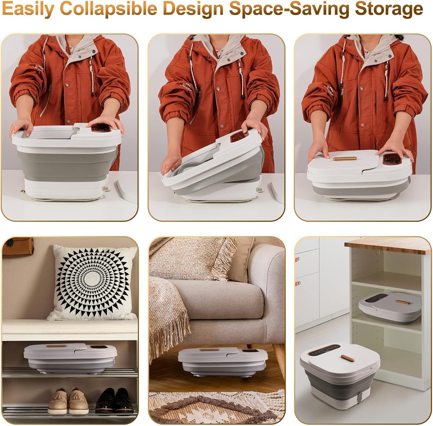 Collapsible Foot Spa Bath with Heat, Touch Screen, Remote Control, Massage Rollers, Timer, Bubble, Foot Pedicure Kit, Temperature Control Pedicure Foot Spa, Foot Bath