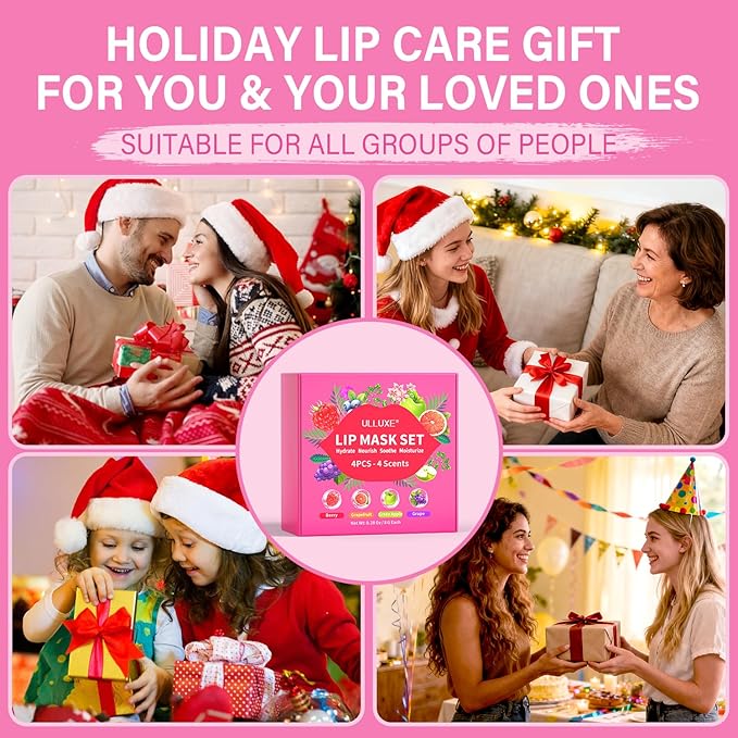 Lip Mask Set, Overnight Lip Sleeping Mask with Shea Butter & Vitamin C for Nourishing Hydration, Moisturizing Lip Balm Treatment for Dry, Flaky Lips, Lip Care Holiday Gift for Women & Teen Girls