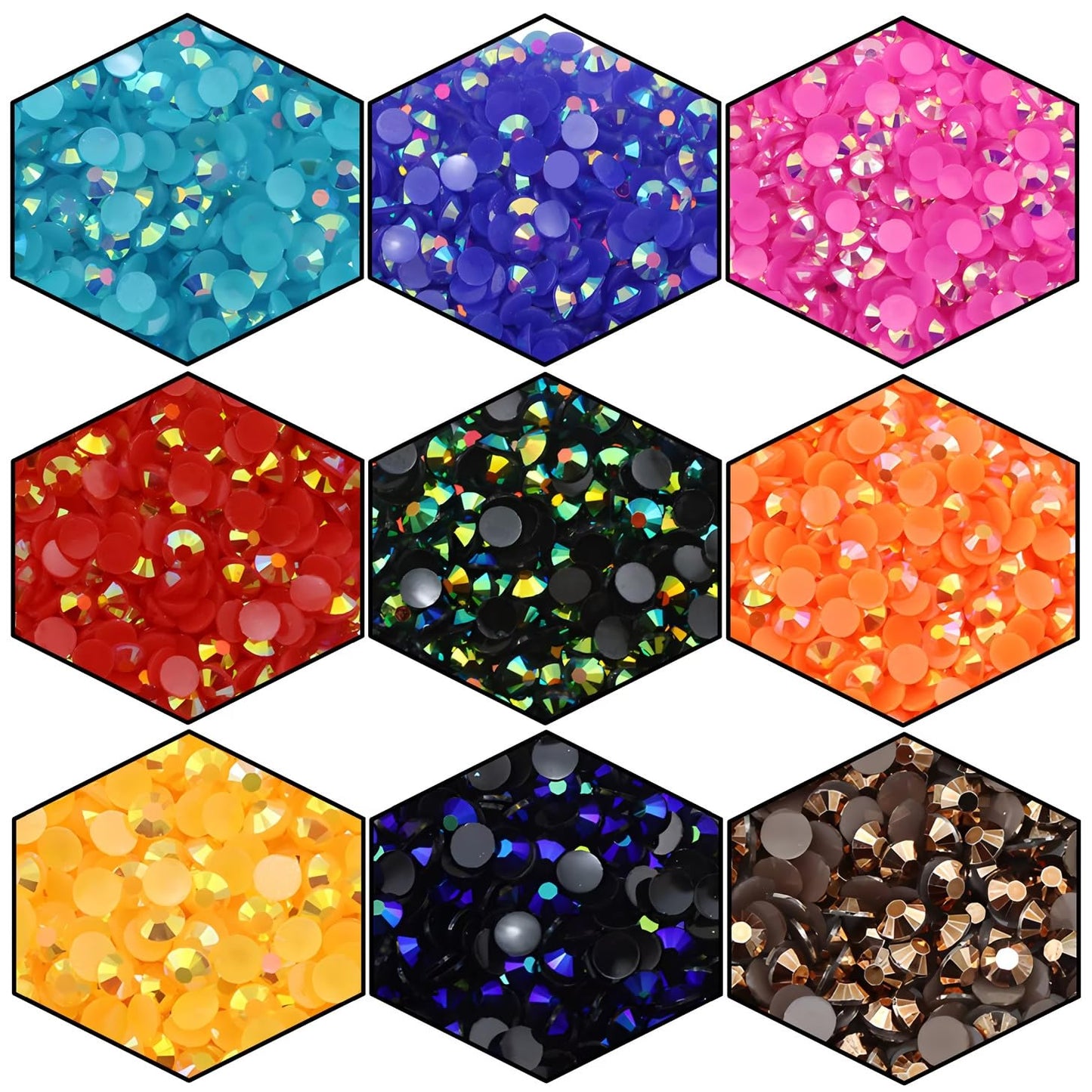 720 Pcs SS30 6mm Flatback Rhinestones for Nails Art Crafts Glitter Round Shine Gems AB Crystals DIY Clothes Shoes （Black-Bottom Dark Green AB）