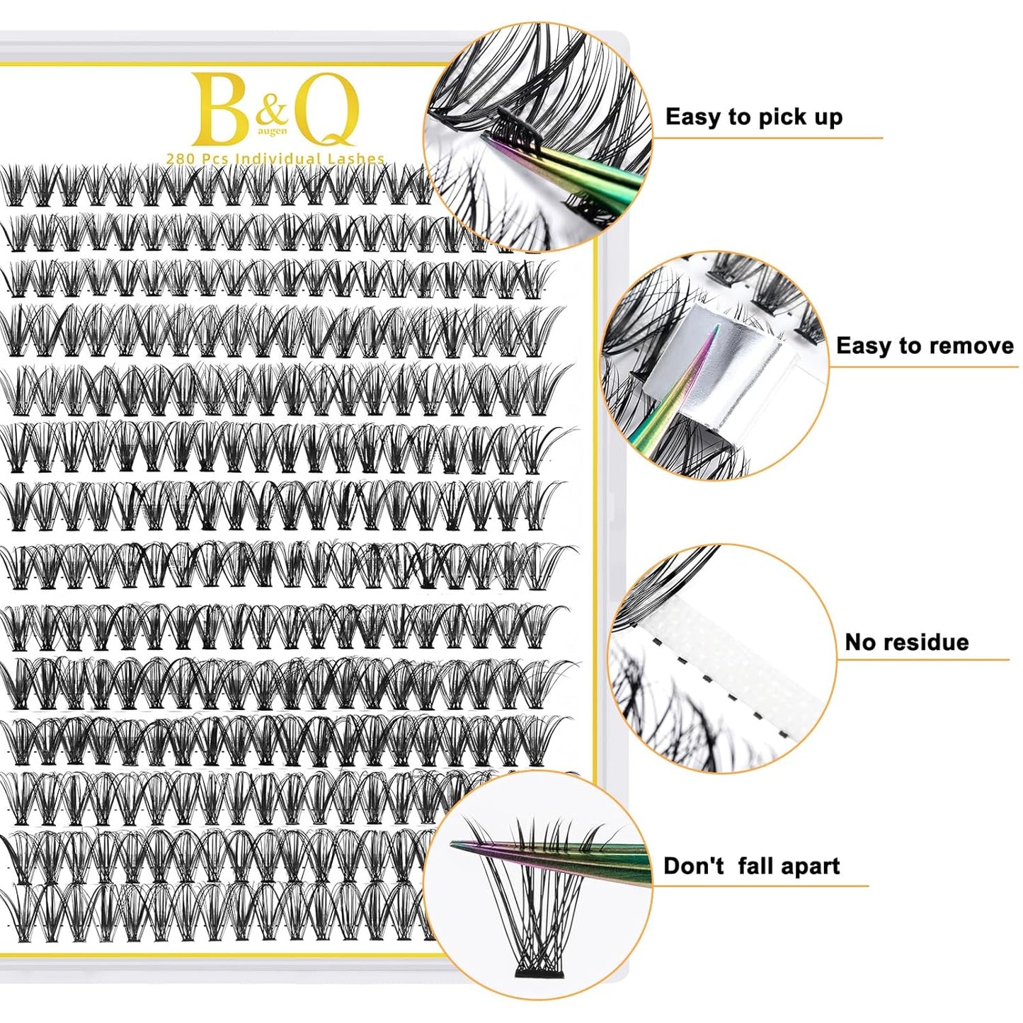 B&Qaugen Lash Clusters 30D-D-17 Individual Lashes 280 Clusters False Eyelash 10D 20D 30D 40D Lash Clusters Extensions Individual Lashes Cluster DIY Eyelash Extensions at Home (30D-D,17MM)