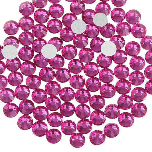 Beadsland 1440pcs Flat Back Crystal Rhinestones Round Gems for Nail Art and Craft Glue Fix, Fuchsia,SS8,2.3-2.5mm