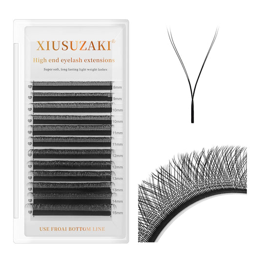 YY Lash Extensions Supplies Y Eyelash Extensions 0.07mm Thickness C Curl 15mm Premade Fans 4D Russian Volume Matte Black 12 Rows Crisscross Eye Lashes(YY-0.07-C,15mm)