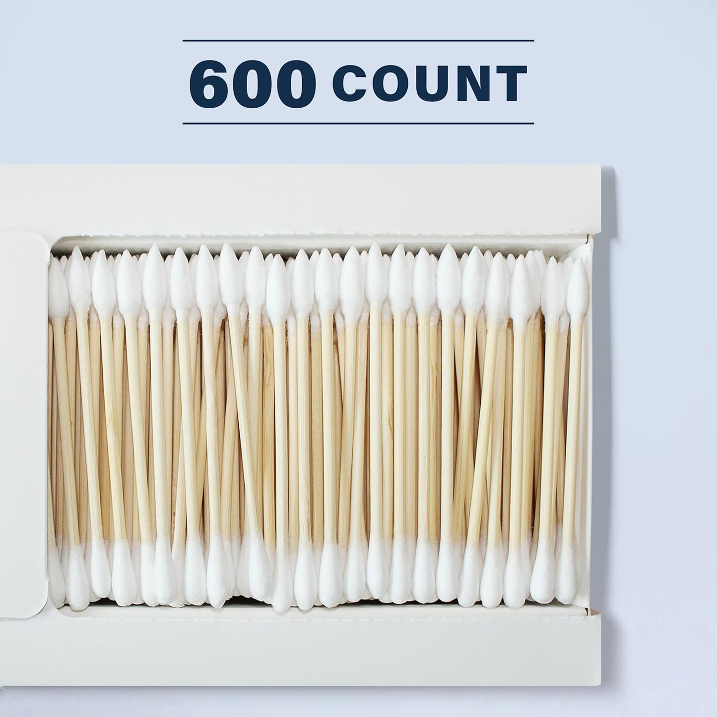 Bamboo Cotton Swabs 600 Count/1 Box, One Pointed Tip and One Rounded Tip, Biodegradable Cotton Buds with Organic Bamboo Sticks, for Ear Wax Removal, Draw the Eyeliner, Nail Polish Touch-ups