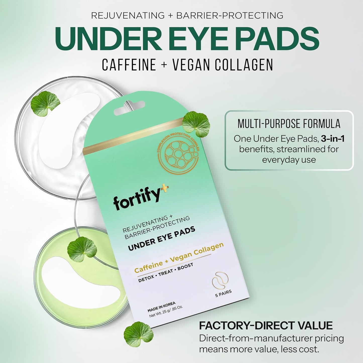 Under Eye Patches For Puffy Eyes and Dark Circles - Caffeine, Collagen & Zeolite - 3-in-1: Detox, Treat, Boost - Dermatologist Tested, Anti-Aging, Anti wrinkle Patches- 10 Pairs