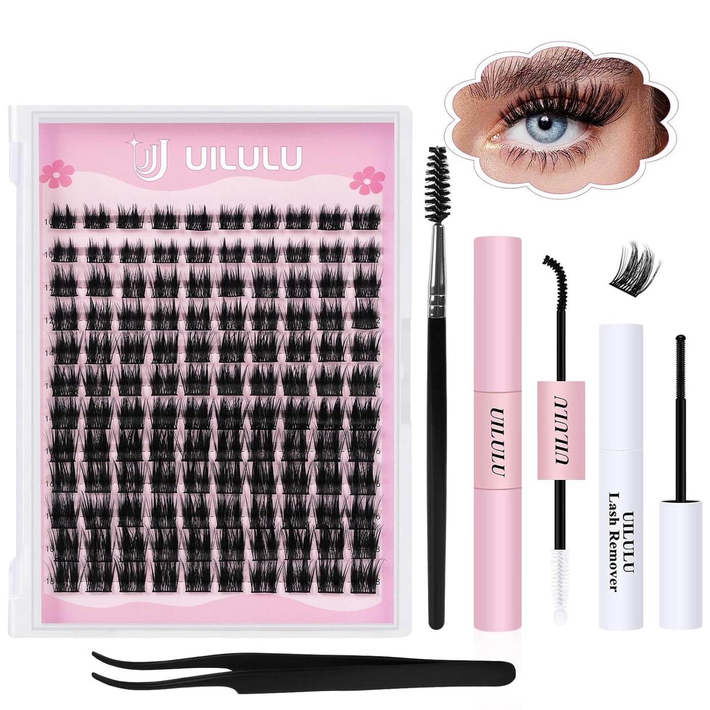 Lash Clusters kit 10-18mm DIY Lash Extension Kit 120 D Curl Lash Clusters 0.07D Wispy Individual Lashes Clusters False Eyelashes Eye Lash Extension Lash Kits Extensions Kit U05 Kit