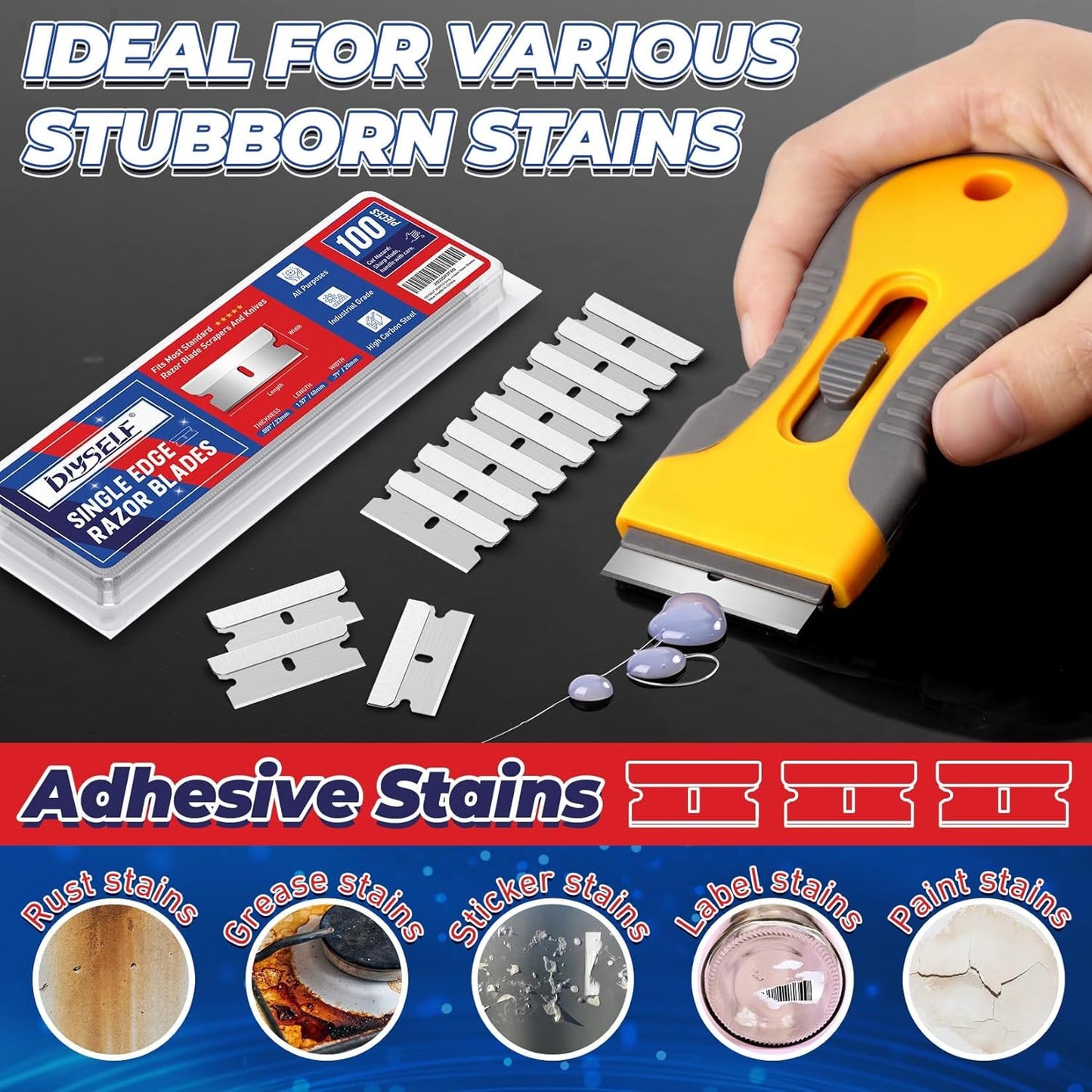 DIYSELF 600-Pack Single Edge Razor Blades, Industrial Scraper Razor Blades