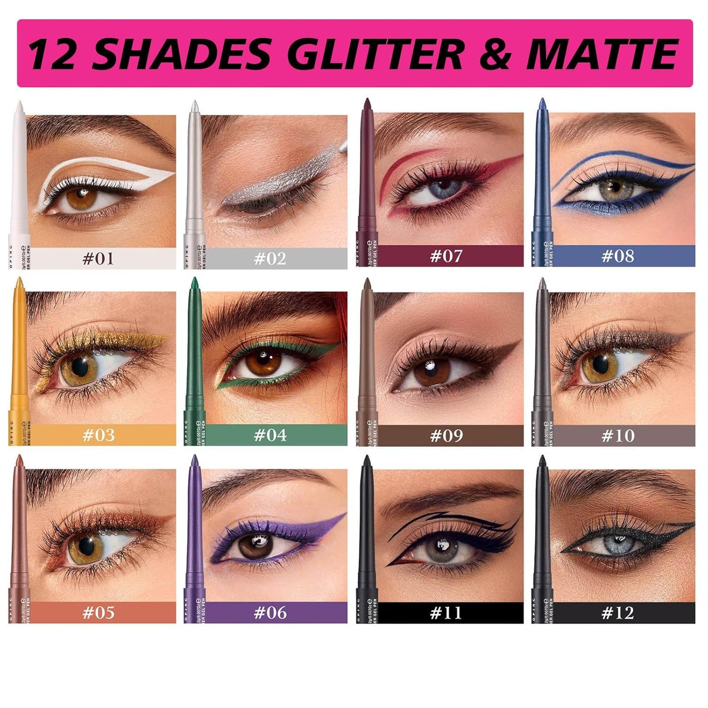 Waterproof Eyeliner black Shimmer Retractable Black Gel Eyeliner Smudge-proof Hypoallergenic Makeup (11#)