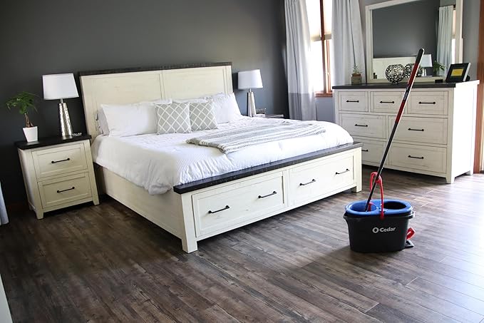 O-Cedar RinseClean Spin Mop & Bucket System + 2 Extra Mop Heads| Clean with Clean Water | Removes 99% of Bacteria