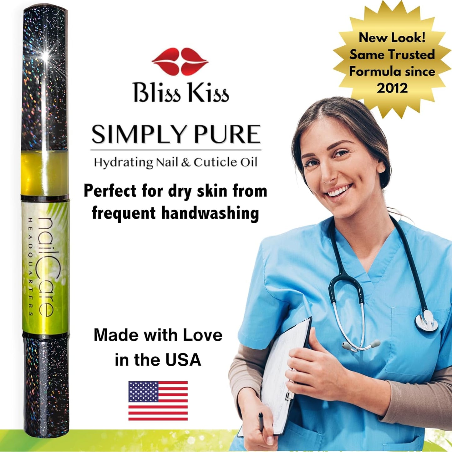 Nail Care Headquarters Simply Pure Cuticle Oil Pen for Nails - Nail Strengthener & Growth Oil and Serum for Damaged Nails, Hangnails w/Jojoba cuticle oil—Coconut Lime Verbena Fragrance