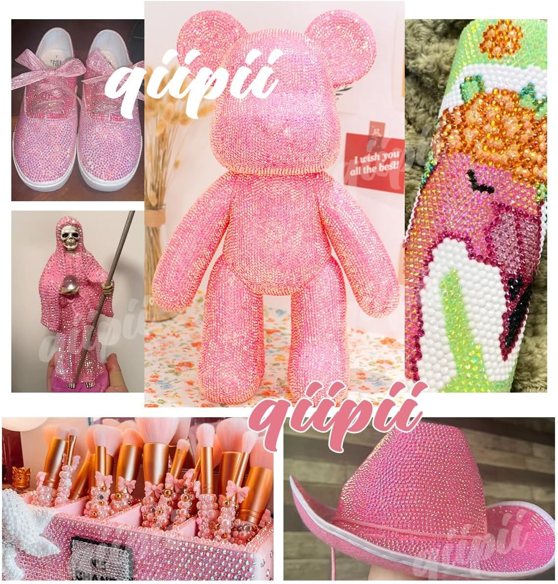 Hot Pink AB Resin Rhinestones w B7000 Jewelry Glue for Bedazzling Crafting 3mm 4mm 5mm 6mm Rose Pink Flatback Jelly Stones Bulk SS10 SS16 SS20 SS30 Diamonds Gems for Nails Makeup Tumblers Craft