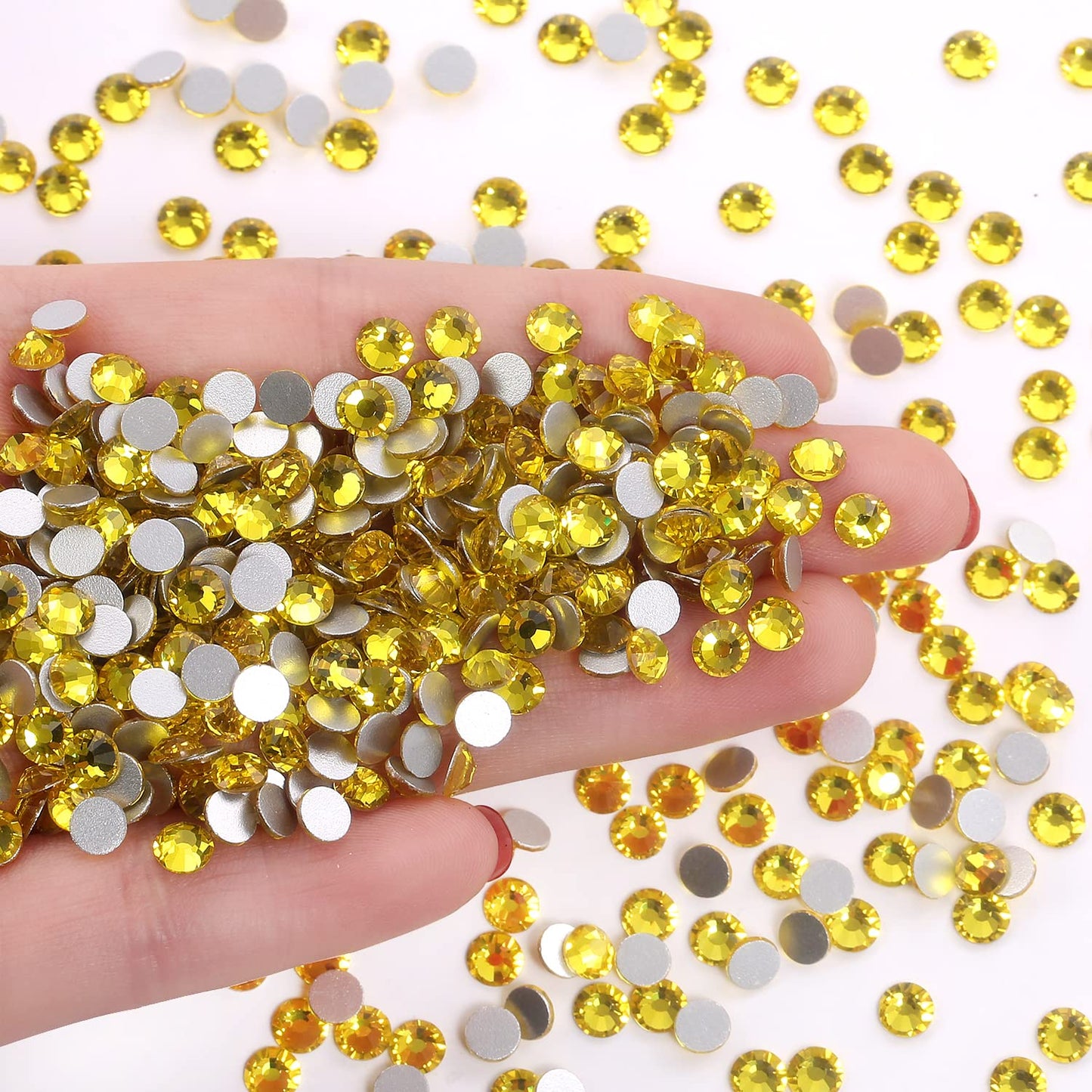 288Pcs Lemon yellow Crystal Rhinestones,Glass Flatback Rhinestones Gemstones for Nail Face Makeup Art Crafts Clothes Decoration - (SS30,6.5mm,Lemon yellow)