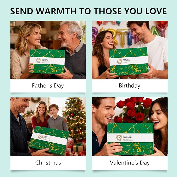 Men Bergamot Facial Skin Care Set, 21 Pcs Beard Grooming Kit, Bath and Body Gift Set, Cleanser, Beard Oil, Serum, Face Cream, Birthday, Christmas, Valentines, Father Day, Husband, Dad, Boyfriend