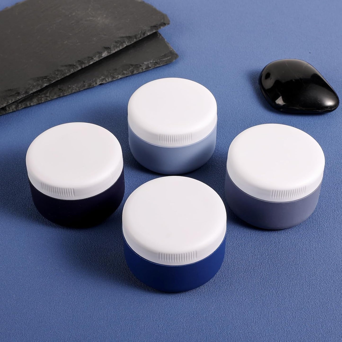 Travel Containers for Toiletries, Silicone Cream Jars BPA Free, TSA Approved 2oz Travel Size Containers, Leak-proof Travel Essentials with Lid for Cosmetic Face Hand Body Cream (4 Pack)