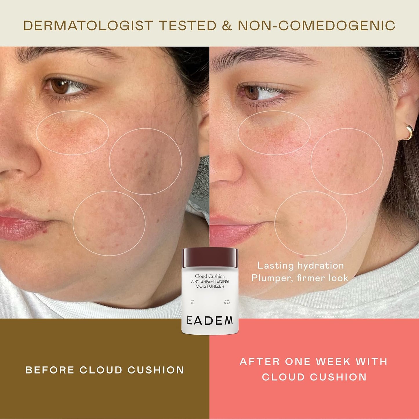 EADEM Cloud Cushion, Face Moisturizer Cream, Skin Care Ultra Repair Cream, Skin Barrier Repair, Hydrating Skincare Cleanser & Moisturizer with Peptides & Ceramides, Face Cleanser, 1.69 oz