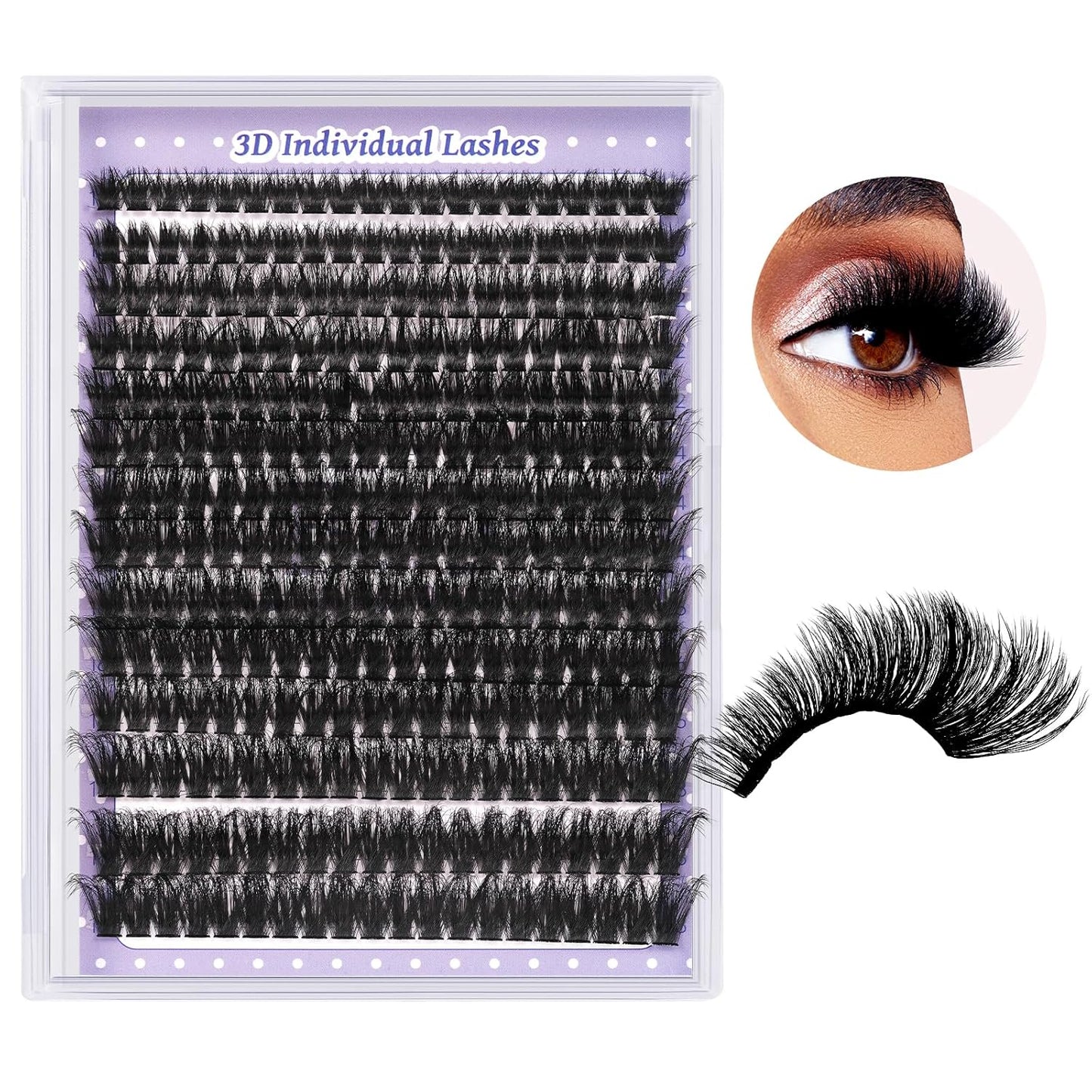 B&Qaugen Lash Clusters 3D Thick Eyelash Clusters 280pcs Cluster Eyelash Extensions 10-18mm 100D Wispy Individual Lashes Volume Lash Clusters DIY Lash Extensions at Home (100D-MIX10-18mm), Black