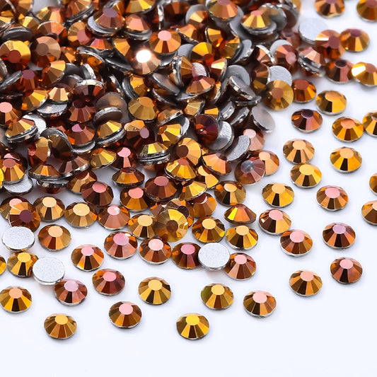 Gold Flatback Rhinestones, Glass Rhinestones for Nail Art and Craft, Glue Fix, Loose Crystal Gemstones(Gold, SS6, 1440pcs, 1.9-2.0mm)