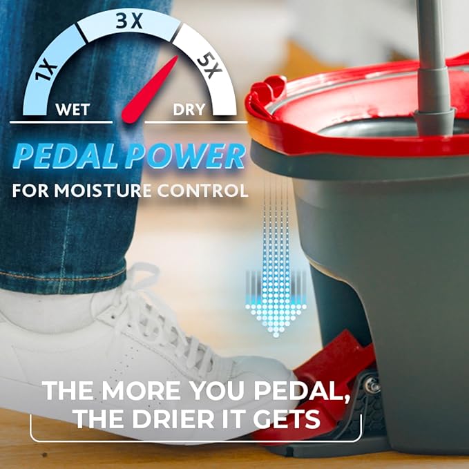 O-Cedar Easywring Microfiber Spin Mop & Bucket Floor Cleaning System with 3 Extra Refills