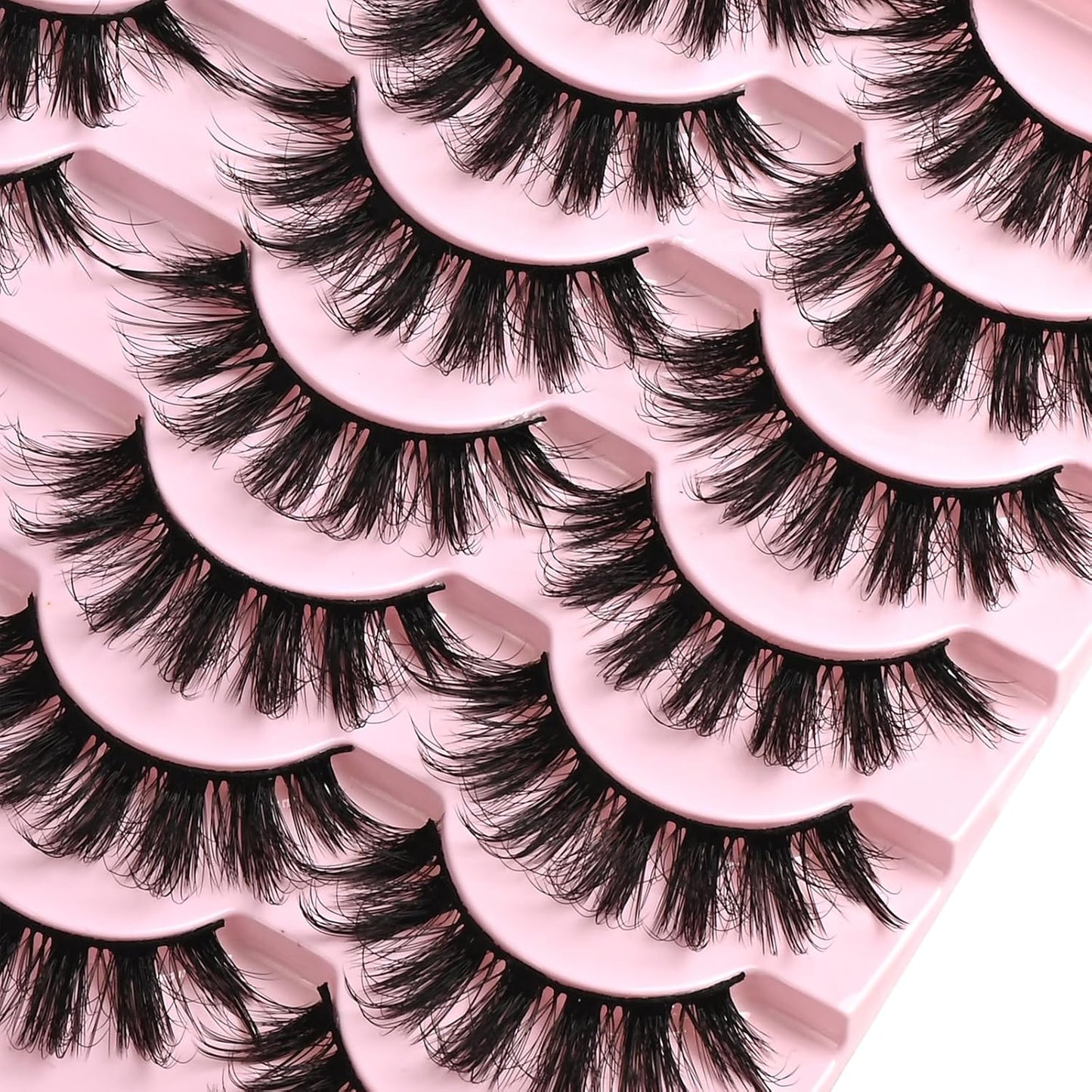 FARRED Fluffy Lashes Natural Eyelashes Short Wispy Eye Lash Strips 14 Pairs Separated Volume Eyelash Pack 17mm Dramatic Wispies Fake Strip Lashes Clusters Cat Eye Pestañas Spiky Look (F6 | 11-17mm)