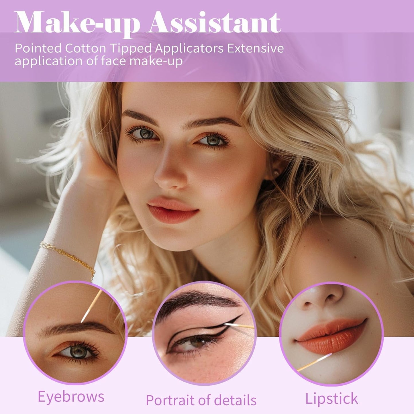 1000PCS Pointed Cotton Swabs - Precision Tip Cotton Swabs - 4 Inch Microblading Cotton Swabs - Microblading Cotton Buds for Eyebrow Eyelash Extensions, Makeup, Nails, Tattoo Permanent Supplies, Craft