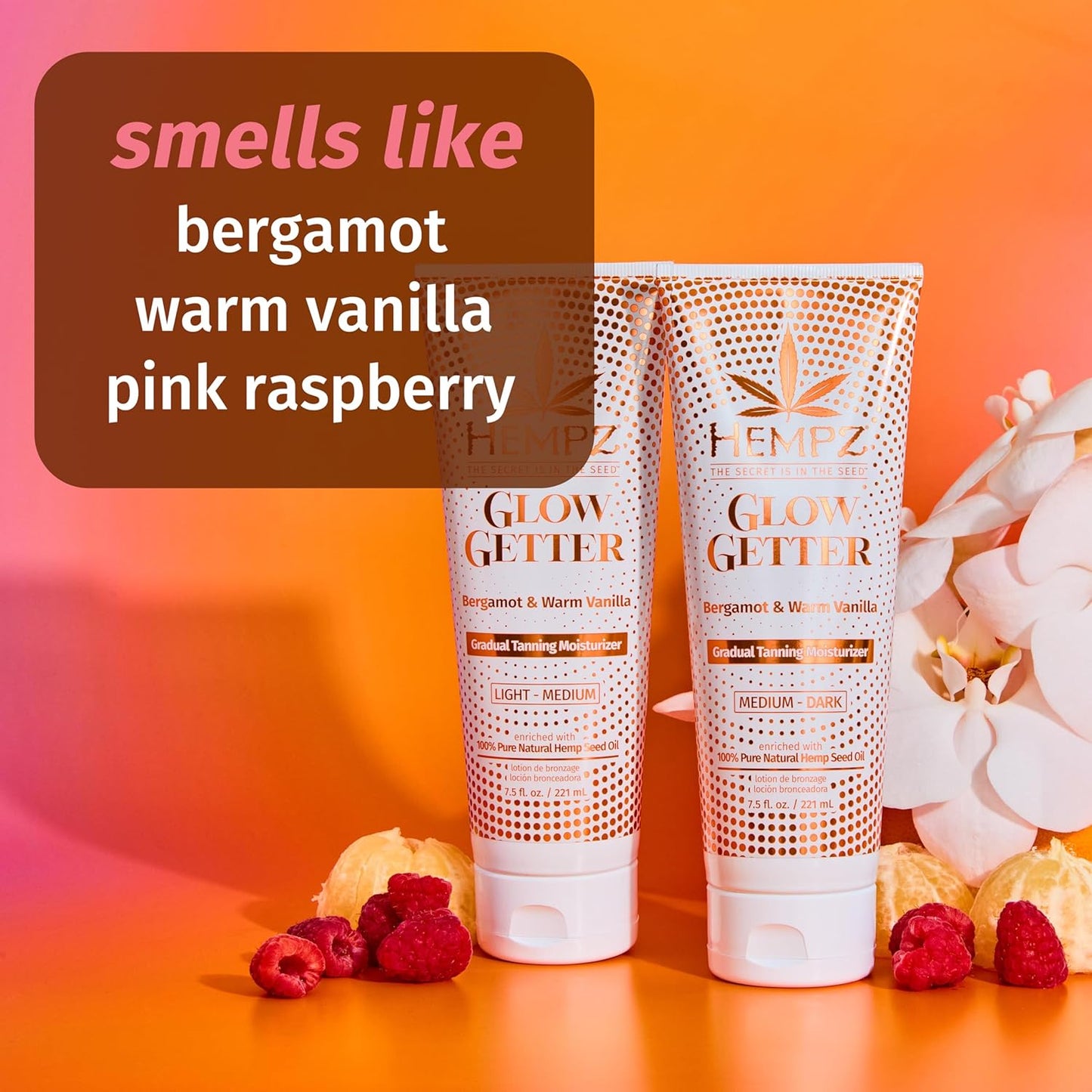 Hempz Glow Getter Gradual Self-Tanning Lotion – Medium to Dark, 7.5 oz | Natural Golden Tan, Summer Glow, Vegan Hydrating Moisturizer for legs, arms and body