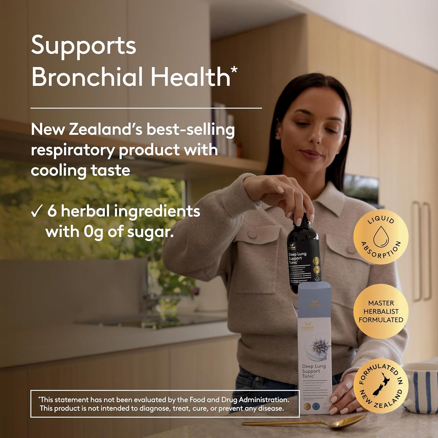 Deep Lung Support Tonic, Traditional Herbal Formula for Respiratory Wellness with Elecampane, White Horehound & Licorice Root, Liquid Absorption, Menthol Flavor, Plant-Based, 7.8 floz