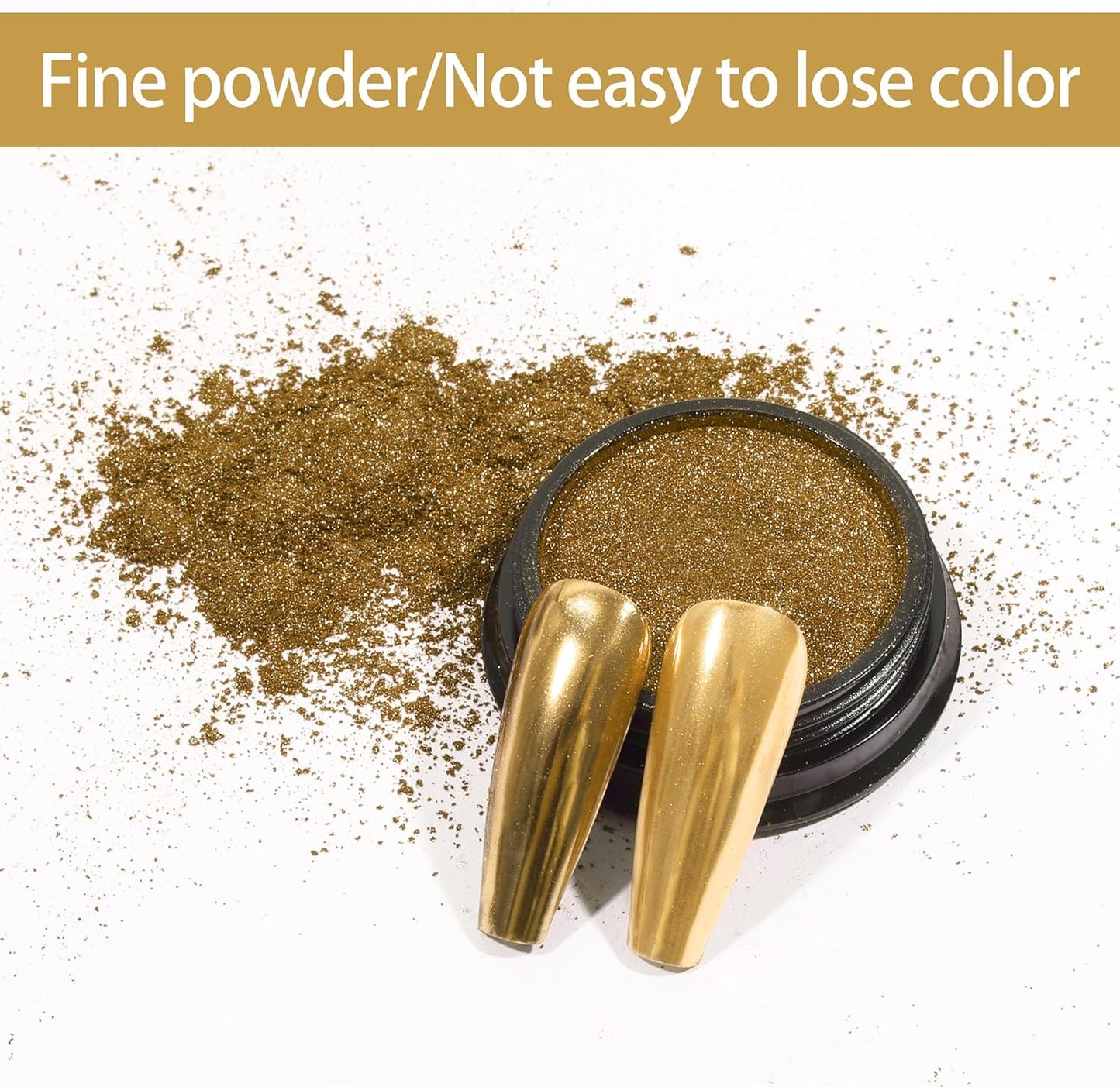 Artdone Chrome Nail Powder, Gold Iridescent Aurora Powder Metallic Mirror Effect Pigment Pearlescent Mermaid Pigment Pearl Glitter Dust Kit, Nail Art Decoration, Resin Craft