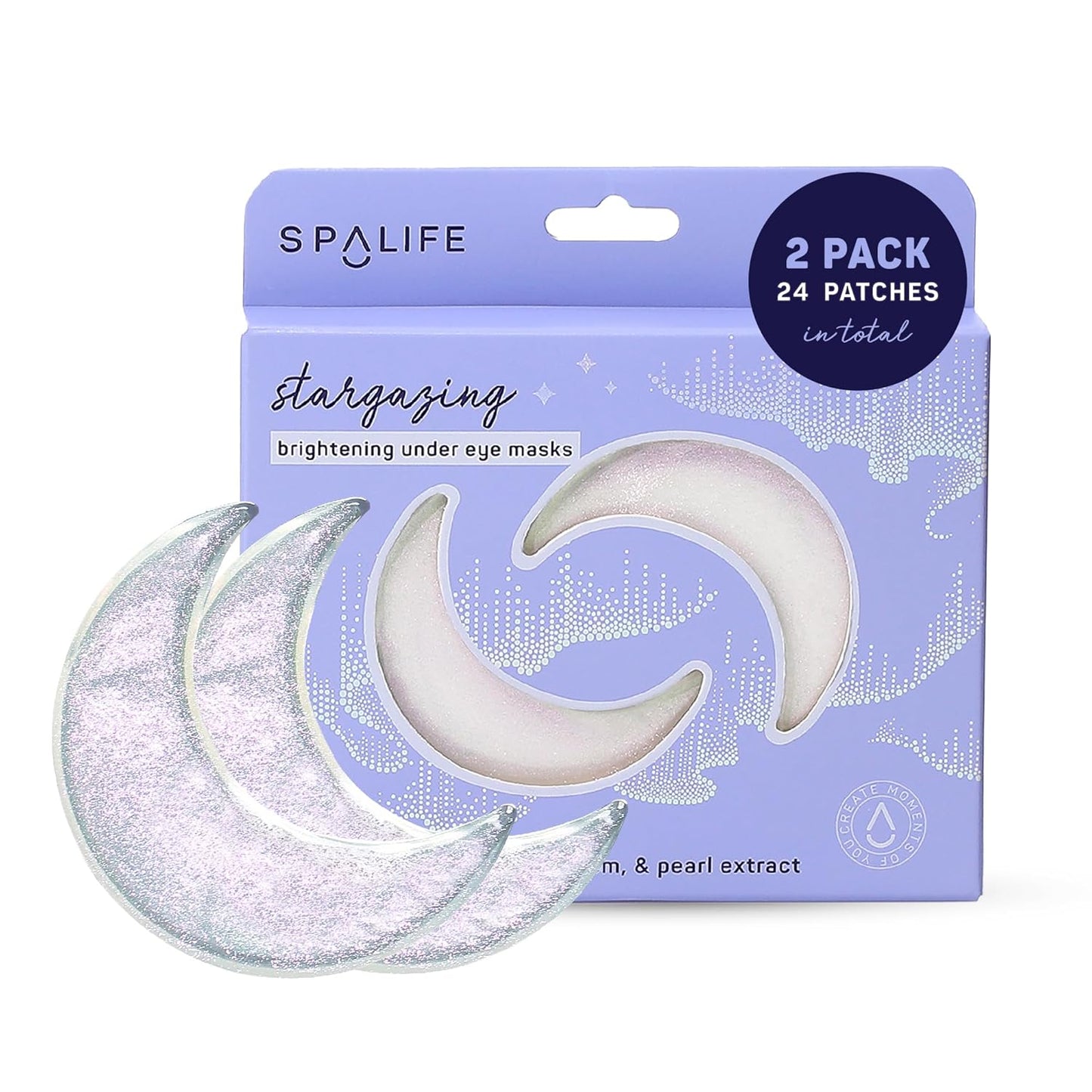 SpaLife Beauty Stargazing Radiating Under Eye Masks – Hydrogel Eye Patches for Dark Circles, Puffy Undereyes, & Discoloration with Vitamin C & Snow Mushroom – 2-in-1 Skincare Treatment – 24 Pairs