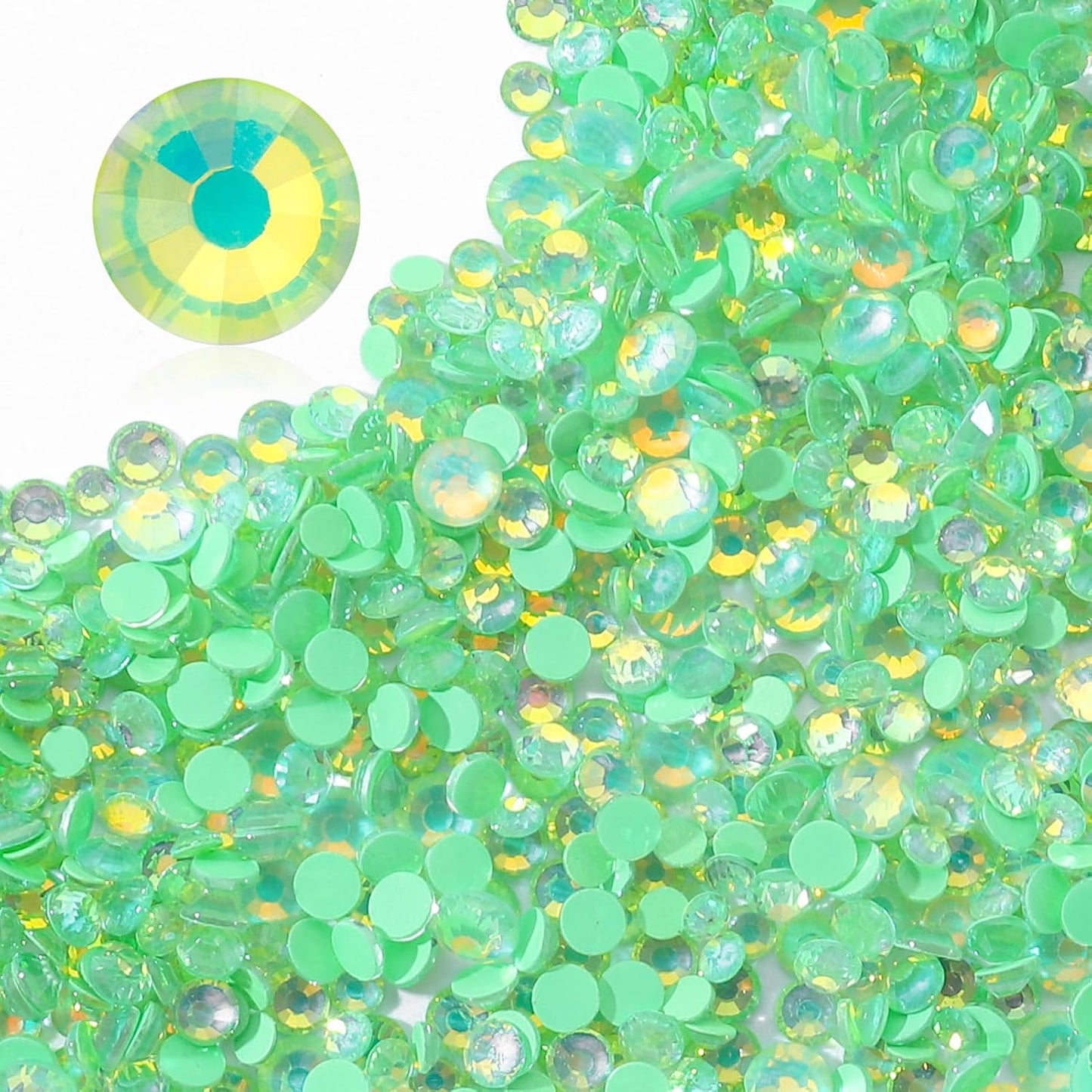 F Green Flatback Rhinestones, Glass Rhinestones for Nail Art and Craft, Glue Fix, Loose Crystal Gemstones(F Green, SS6, 1440pcs, 1.9-2.0mm)
