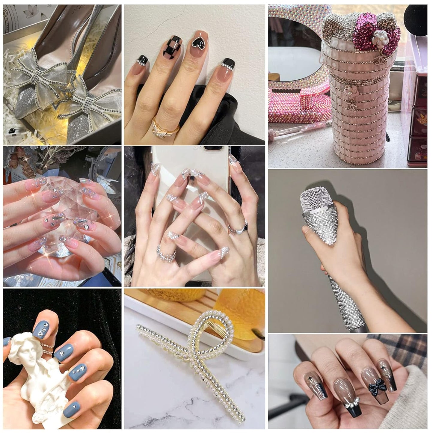 beadsland Flat Back Crystal Rhinestones Round Gems for Nail Art and Craft Glue Fix,Silver Hematite (2.7-2.8mm) SS10/1440pcs