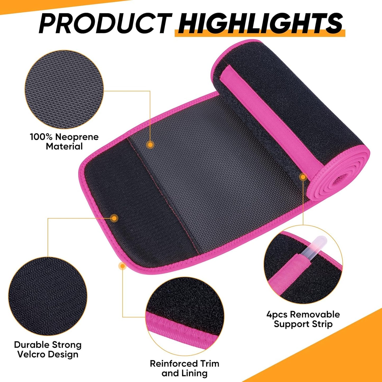 APEXUP Sweat Waist Trainer for Women and Men, Neoprene Waist Trimmer Belt Slimming Sweat Band with Removable Lumbar Support