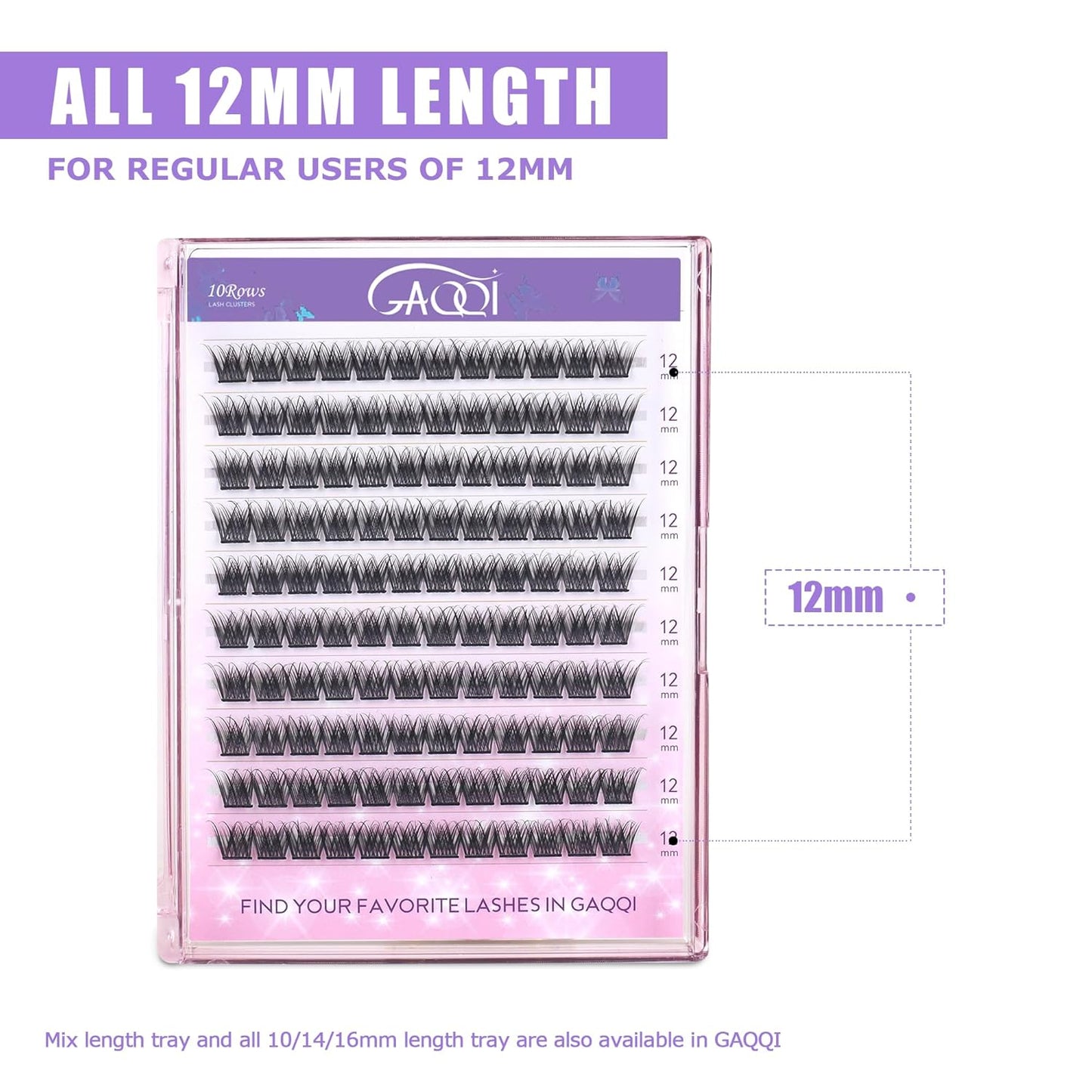 GAQQI Lash Clusters, Eyelash Clusters 120PCS C Curl Individual Lashes, Wispy Cluster Eyelash Extension 12mm Only, Natural Looking Cluster Lashes （GQ03, C Curl, 12mm)
