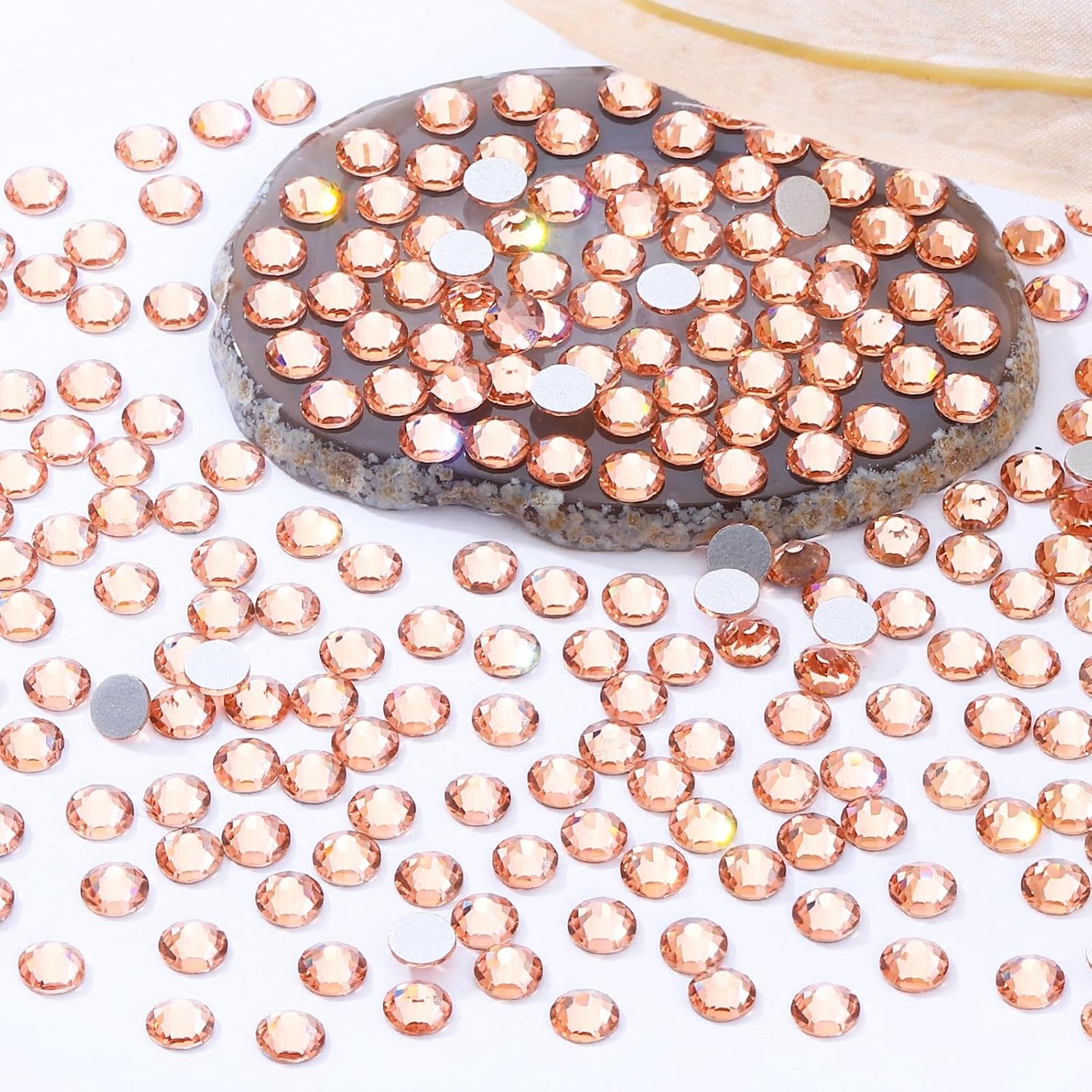 Champagne Flatback Rhinestones, Glass Rhinestones for Nail Art and Craft, Glue Fix, Loose Crystal Gemstones(Champagne, SS20, 2880pcs, 4.6-4.8mm)