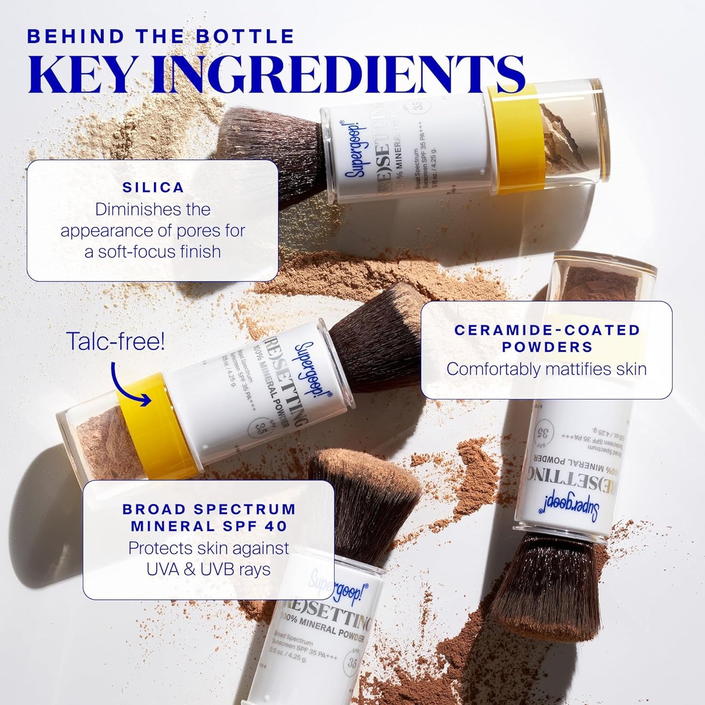 Supergoop! (Re) setting Mineral Powder, Deep - 0.15 oz - Makeup Setting Powder + Broad Spectrum SPF 35 PA+++ Sunscreen - With Ceramides, Olive Glycerides & Coated Silica Spheres