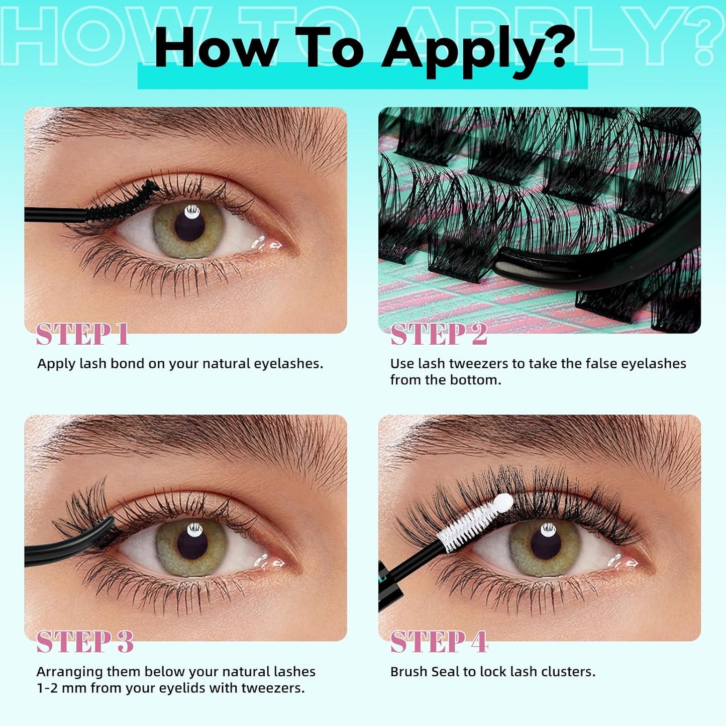 Wispy Lash Clusters Eyelash Extensions 144pcs Individual Lashes Cluster 14mm C Curl Fake Eyelash with Thin Band DIY Cluster Lashes At Home For Beginners (C-14mm)