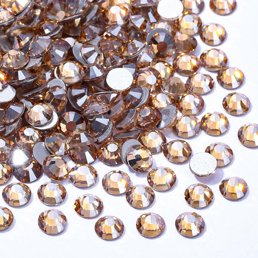 Gold Shadow Flatback Rhinestones, Glass Rhinestones for Nail Art and Craft, Glue Fix, Loose Crystal Gemstones(Gold Shadow, SS12, 1440pcs, 2.9-3.0mm)