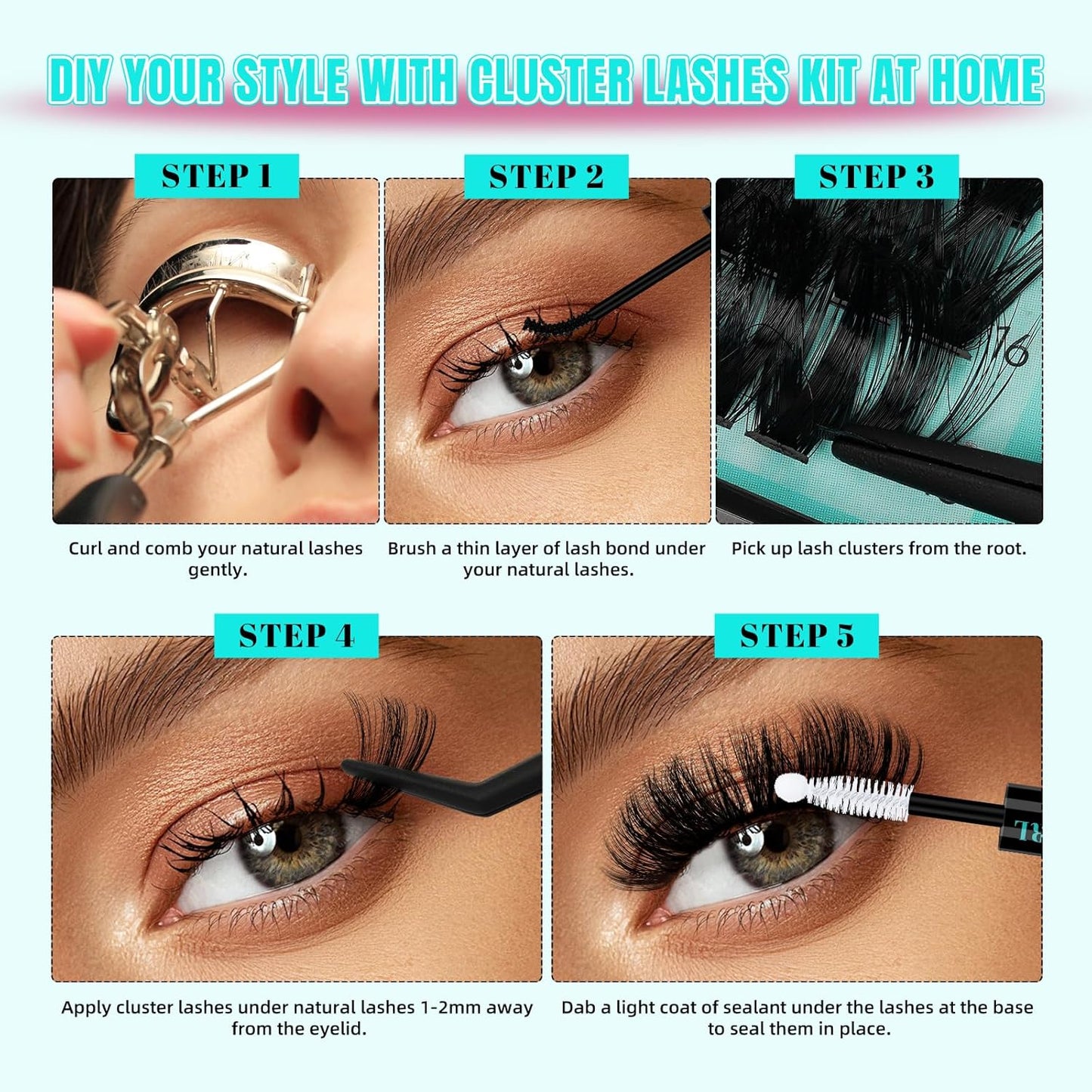 Lash Clusters 320Pcs 90D Eyelashes Cluster D Curl Individual Wispy Lashes Cluster for DIY Cluster Eyelash Extensions at Home for Beginners (Mix10-16mm)